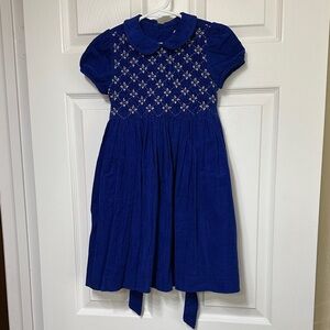 Luli & Me Royal Blue Smocked with Floral Embroidery, size 5